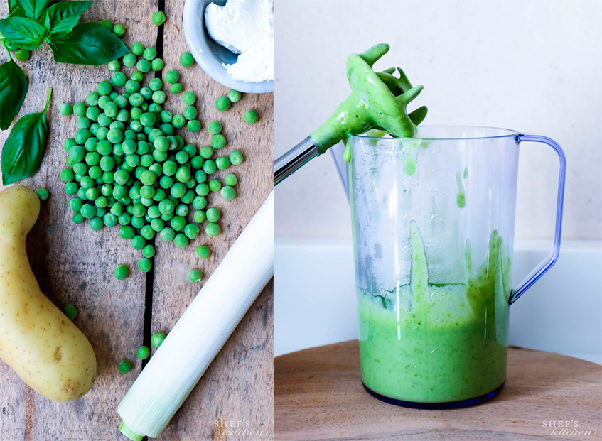 Суп из сладкого горошка и базилика