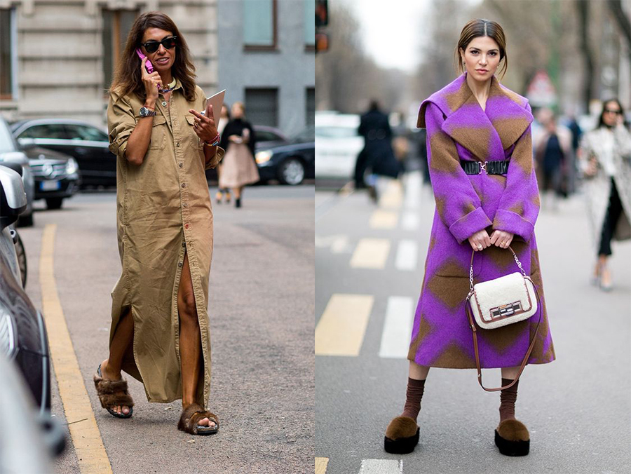 Как и с чем носить меховые тапки