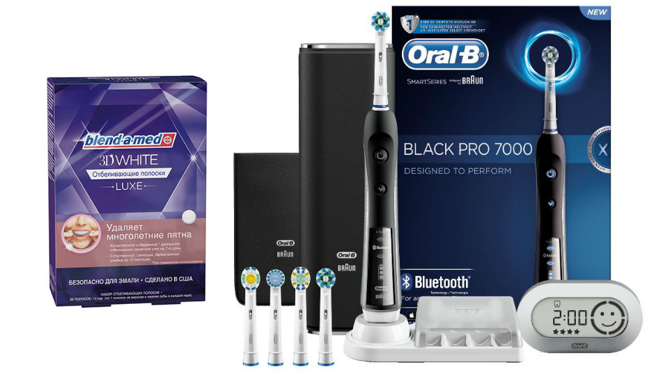 Полоски Blend-a-med 3D White Luxe и электрическая зубная щетка Oral-B PRO 7000 Smart Series