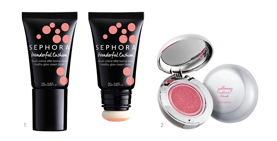 Румяна-кушон Wonderful Cushion Healthy Glow Cream Blush, Sephora, 990 р. Румяна-кушон Jellousy Cushion Cheek, Enprani, 1555 р.