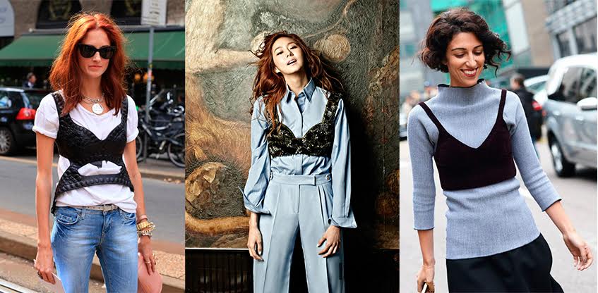 Укороченный топ поверх рубашки или футболки