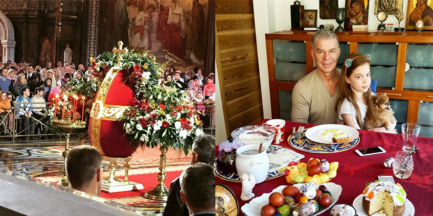 Олег Газманов провел ночь в храме Христа Спасителя, а после отмечал Пасху в окружении семьи.