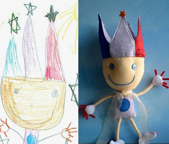 Игрушки, сшитые по рисункам детей