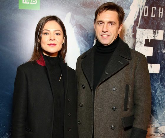 Лядова и Вдовиченков, а также Петр Федоров на премьере фильма «Ледокол»