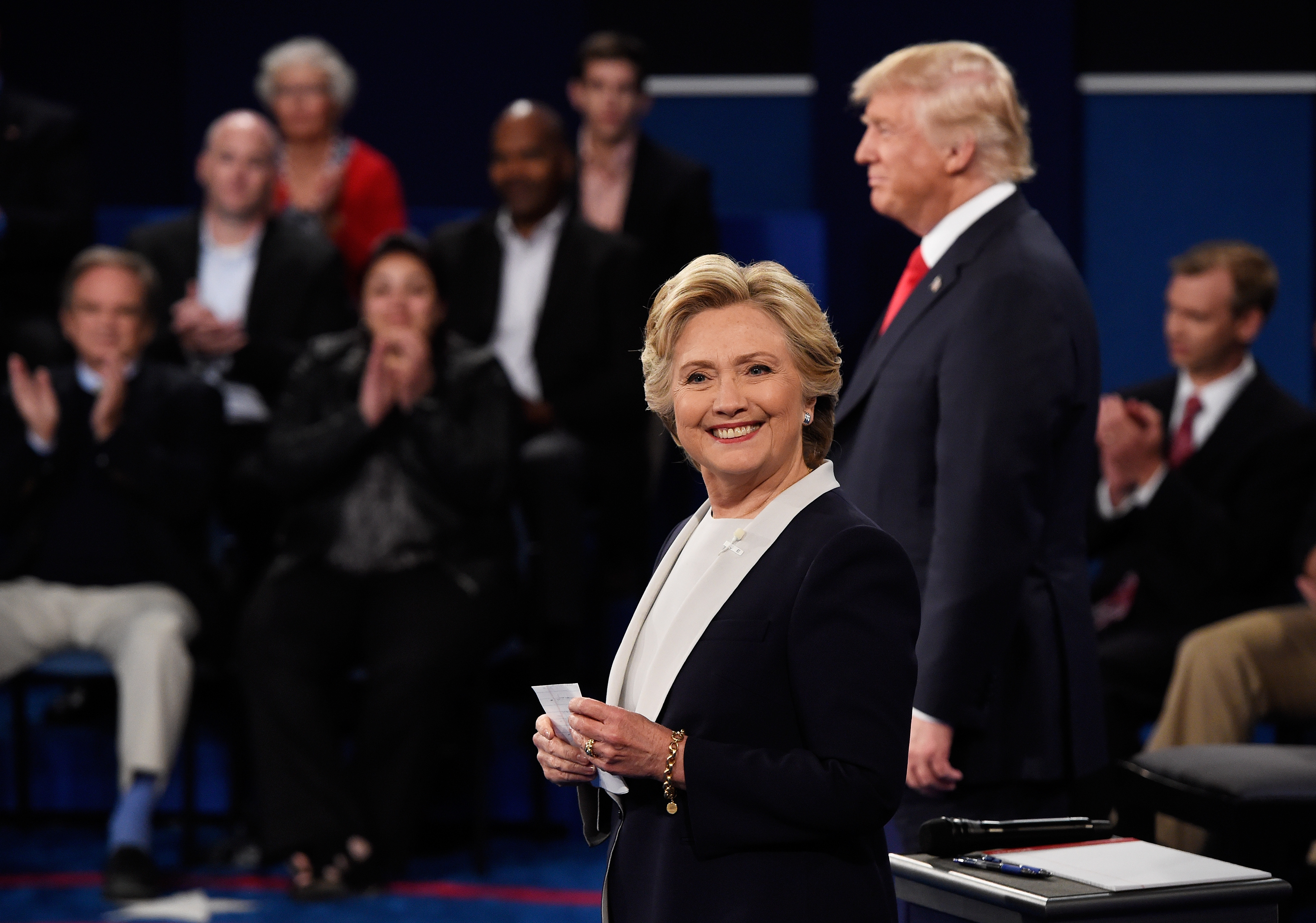 Candidates Hillary Clinton And Donald Trump Hold Second Presidential Debate At Washington University