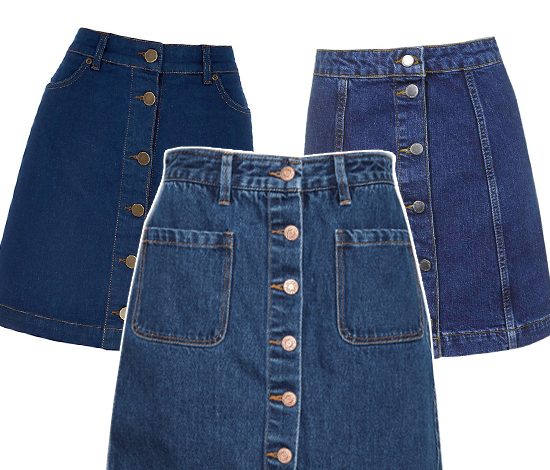 10 джинсовых юбок на пуговицах до 2500 рублей