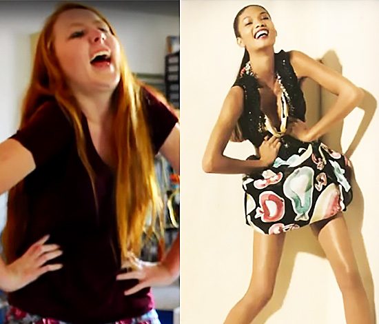 Блогер повторяет модные позы из журналов