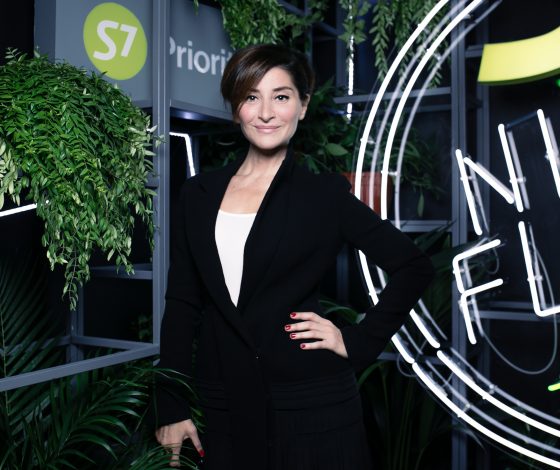 Антон Беляев, Софико Шеварднадзе, Артем Королев и Мигель на коктейле S7 Airlines