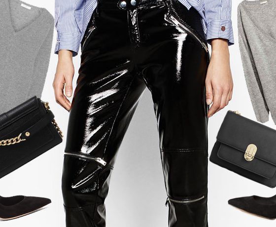 Дорого/доступно: образ с виниловыми штанами