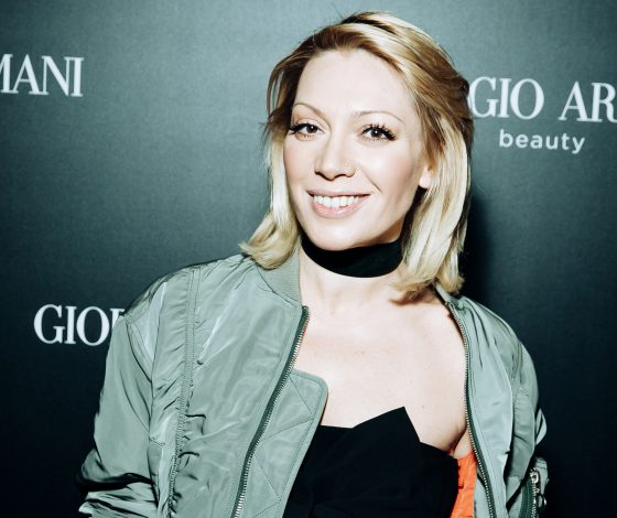 Аврора, Екатерина Вилкова, Лаура Джугелия и Влад Лисовец на открытии первого в Европе бутика Giorgio Armani Beauty