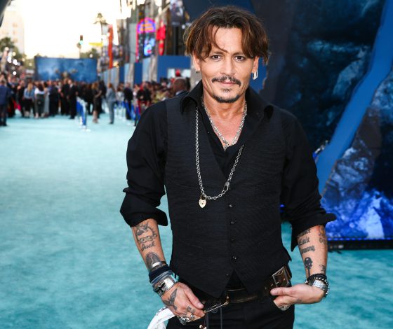 Джонни Депп и Орландо Блум на премьере «Пиратов Карибского моря» в Голливуде