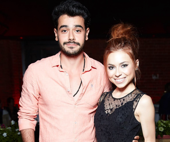 Микаэл Арамян, Влад Топалов и Алеся Кафельникова на премьере клипа Diana D "Ныряй"