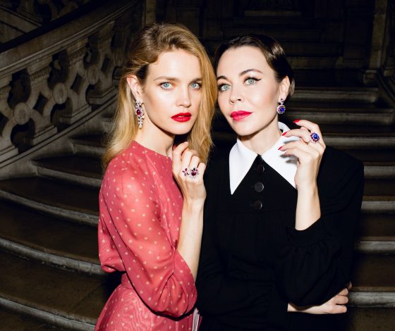 Наталья Водянова, Елена Перминова и Рената Литвинова на показе Ulyana Sergeenko в Париже