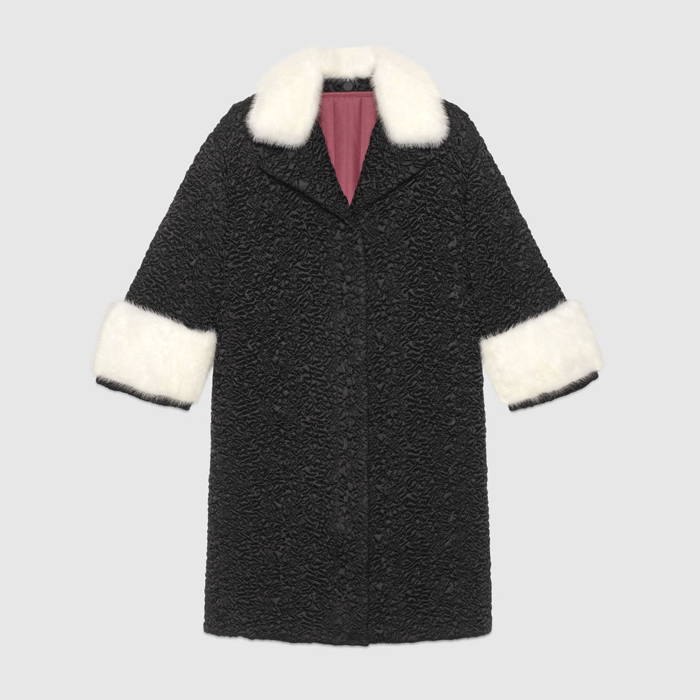 Нейлоновое пальто с норковыми вставками, $5500