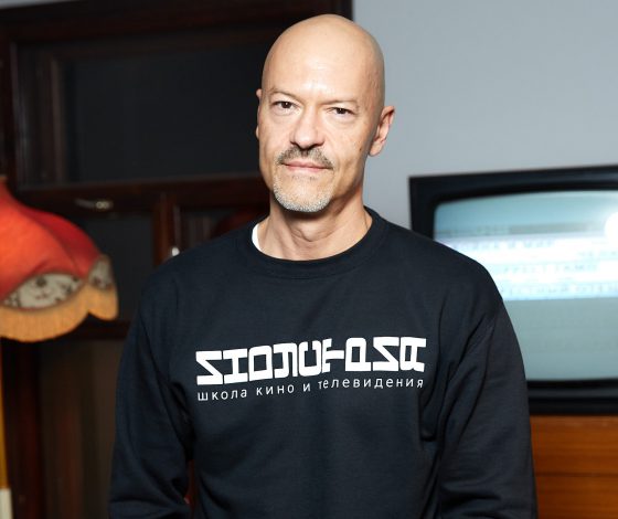 Федор Бондарчук, Максим Виторган и Ирина Старшенбаум на открытии школы «Индустрия»