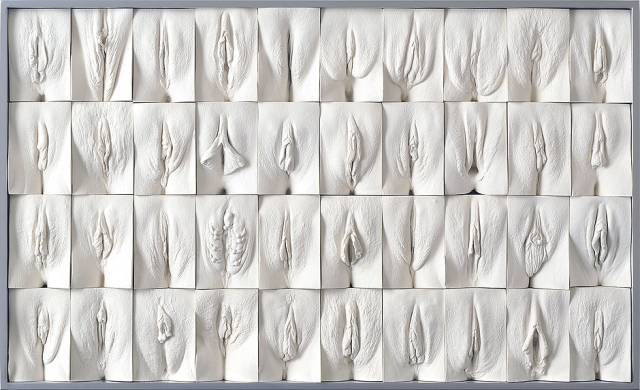 «Великая стена вагин», Джейми МакКартни (2014). На этой стене - слепки вагин реально существующих женщин в возрасте от 18 до 76 лет. Их на ней ровно 400. Даже не хотим знать, как он это сделал. 
