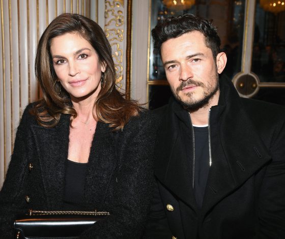 Синди Кроуфорд и Орландо Блум на показе Balmain в Париже