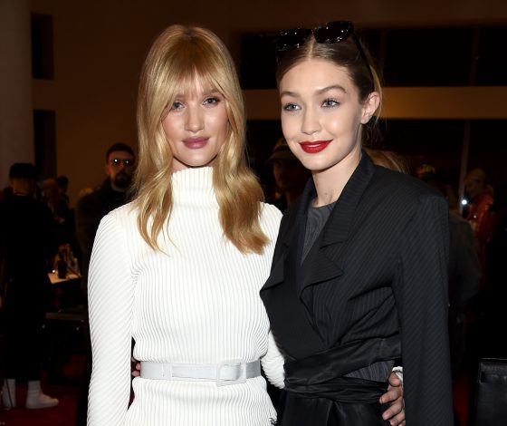 Роузи Хантингтон-Уайтли, Джиджи и Белла Хадид на показе Brandon Maxwell