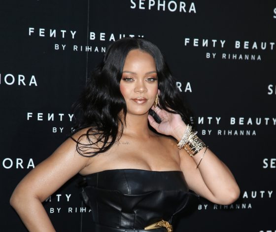 Какое платье! Рианна на презентации косметики