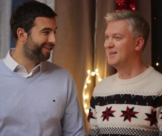 Иван Ургант, Сергей Светлаков и Константин Хабенский на съемках фильма «Ёлки Последние»