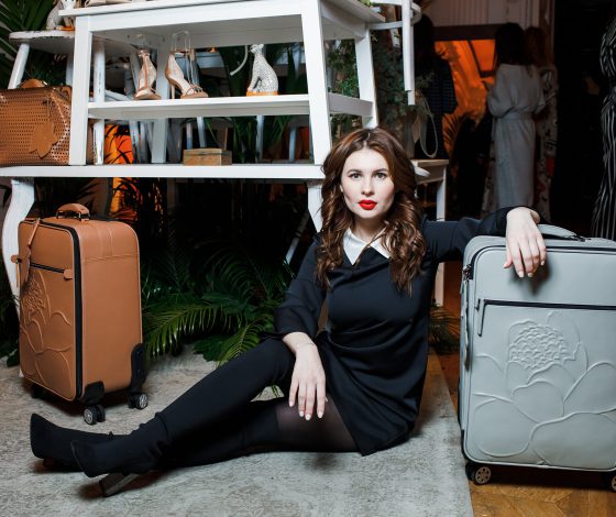 Анна Цуканова-Котт, Анжелика Каширина и Артем Королев на презентации новой коллекции Ruban for Ekonika