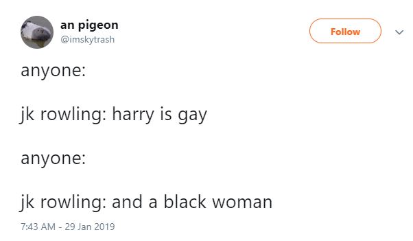 Дж. К. Роулинг: Гарри — гей. И ещё чёрная женщина.