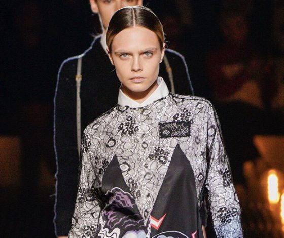Неделя моды в Милане: Кара Делевинь без бровей на показе Prada