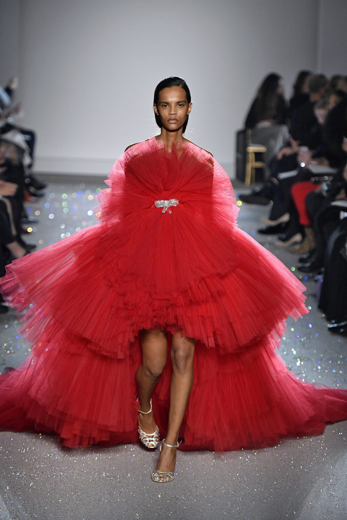 PARIS, FRANCE - JANUARY 21: A model walks the runway during the Giambattista Valli Haute Couture Spring Summer 2019 fashion show as part of Paris Fashion Week on January 21, 2019 in Paris, France. (Photo by Victor VIRGILE/Gamma-Rapho via Getty Images)