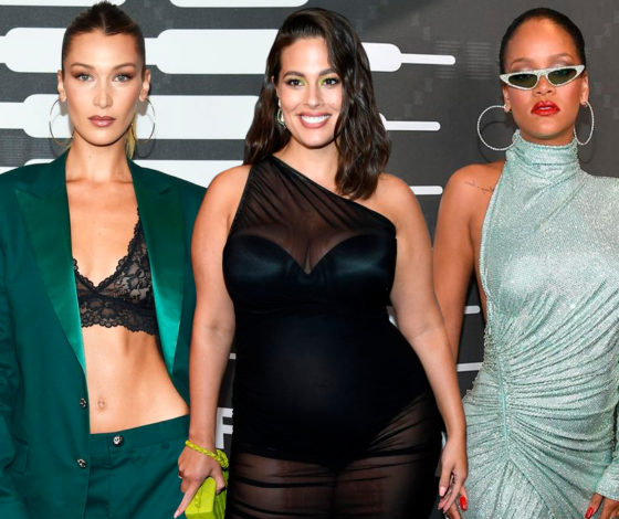 Беременная Эшли Грэм в опасном платье на презентации Рианны!