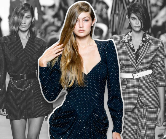 Белла и Джиджи Хадид и Кайя Гербер на показе Michael Kors в Нью-Йорке