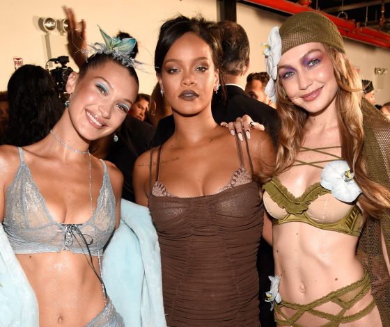Вот это трио: сестры Хадид и Рианна на вечеринке в Париже