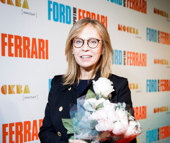 Алена Долецкая, Семен Трескунов и Марюс Вайсберг на премьере фильма «Ford против Ferrari»