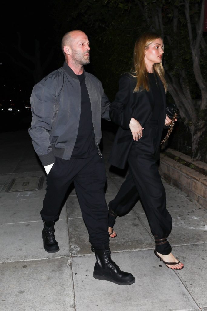 *EXCLUSIVE* Rosie Huntington-Whiteley and Jason Statham arrive for dinner at Matsuhisa