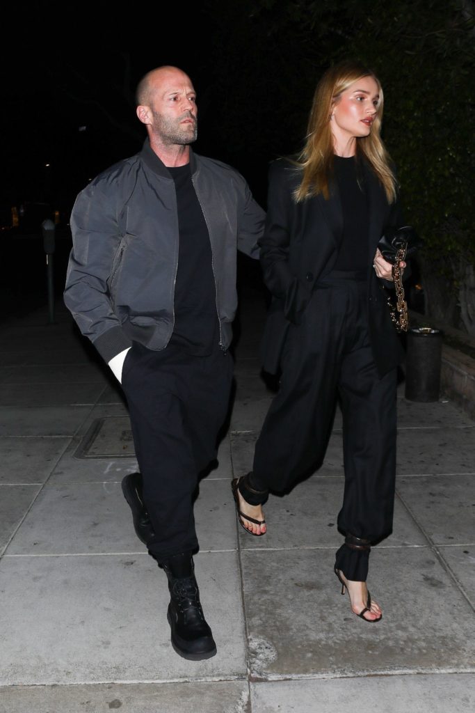 *EXCLUSIVE* Rosie Huntington-Whiteley and Jason Statham arrive for dinner at Matsuhisa
