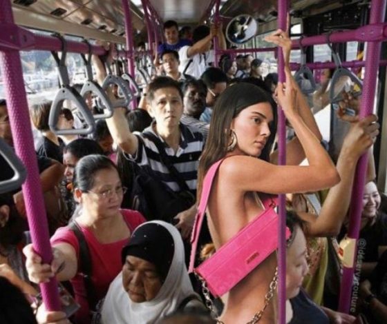 Кендалл Дженнер в переполненном автобусе: модель стала главным мемом Сети