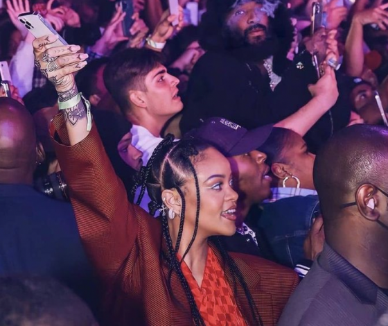 Не девушка, а мечта:  Рианна вместе с толпой поет на концерте A$AP Rocky