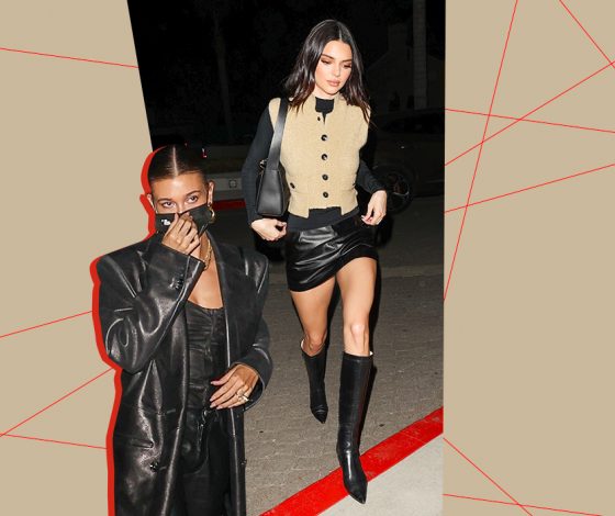 Битва образов: Кендалл Дженнер в кожаном мини или длинный плащ в стиле «Матрицы» от Хейли Бибер