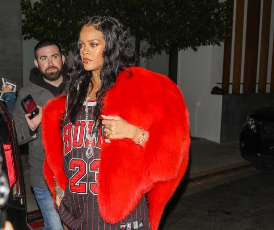 Любовь в большом городе: беременная Рианна вышла в шубе в форме сердца за 1 млн рублей
