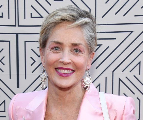 64-летняя Шэрон Стоун вышла на красную дорожку в элегантном атласном костюме