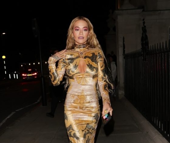 Не оставила простора воображению: Рита Ора в облегающем платье с соблазнительным декольте