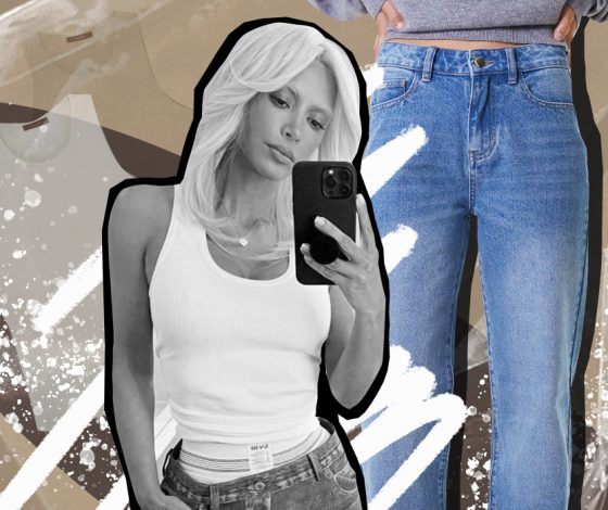 Ким Кардашьян доказывает, что джинсы и майка-алкоголичка – идеальное сочетание: как носить дуэт этой осенью