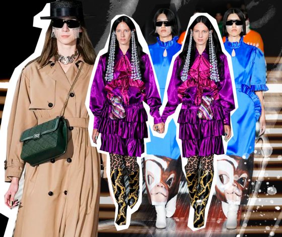 Путешествие в Twinsburg: близнецы на подиуме, отсылки к японским народным костюмам и коллаборация с «Гремлинами» на показе Gucci