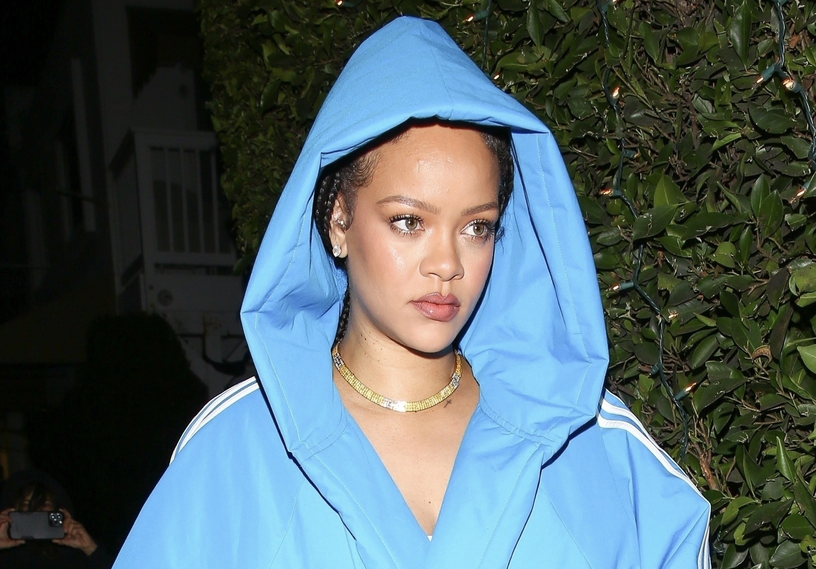 Blue light: Rihanna proves that the iconic three-line look can look very feminine