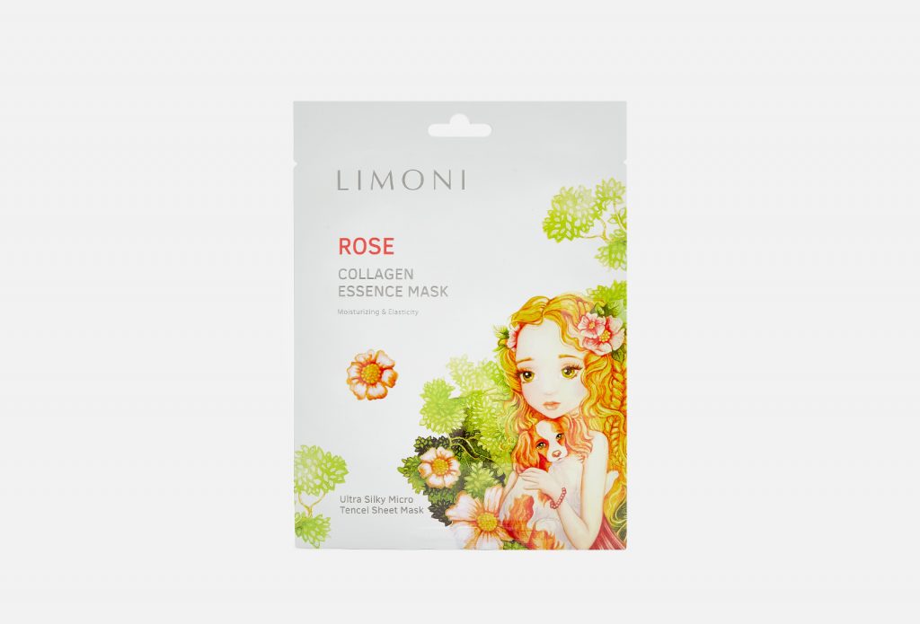 Успокаивающая маска с экстрактом розы и коллагеном Limoni, 99 р.