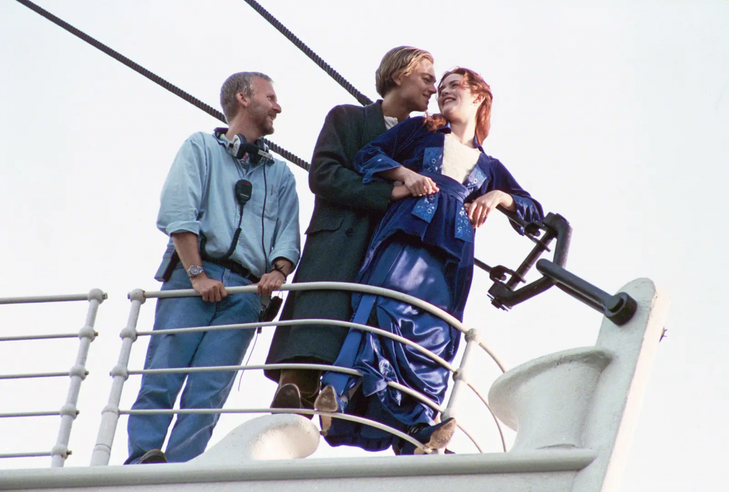 Джеймс Кэмерон, Леонардо ДиКаприо и Кейт Уинслет на съемках « Титаника». Фото: 20th Century Fox / Paramount Pictures