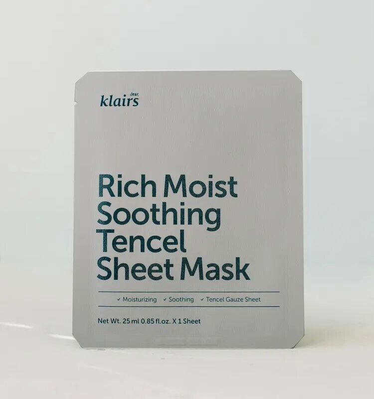 Успокаивающая маска для лица Rich Moist Soothing Tencel Sheet Mask, Dear, Klairs, 280 р.