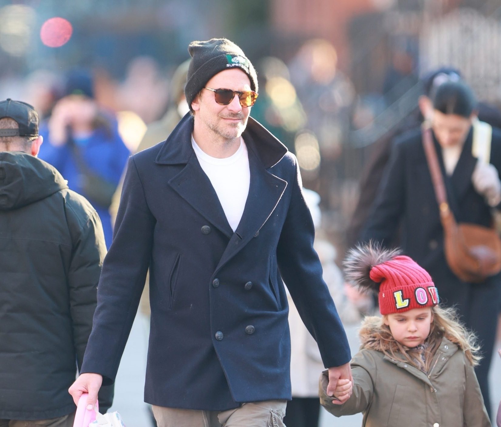 Best start to the day: Bradley Cooper takes his daughter to class