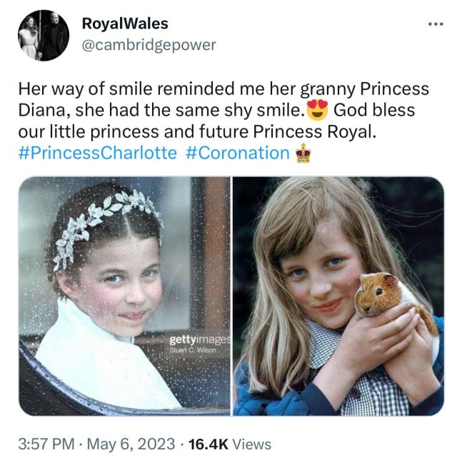 Удивительное сходство: в Сети Шарлотту сравнили с принцессой Дианой