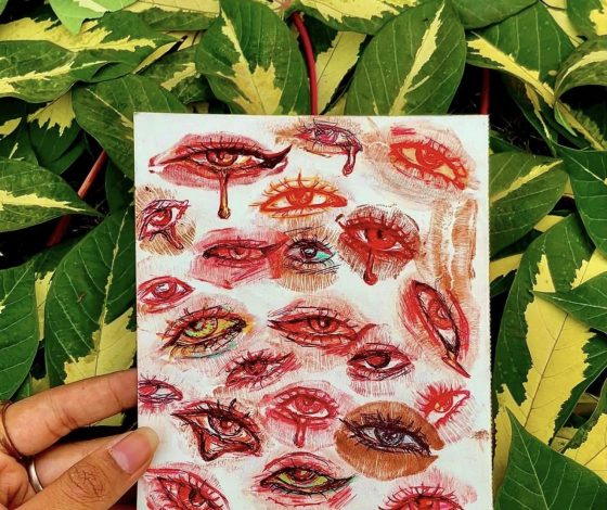 Как нарисовать глаза с помощью помады?