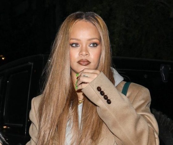 Рианна в кожаном плаще на голое тело вышла в свет